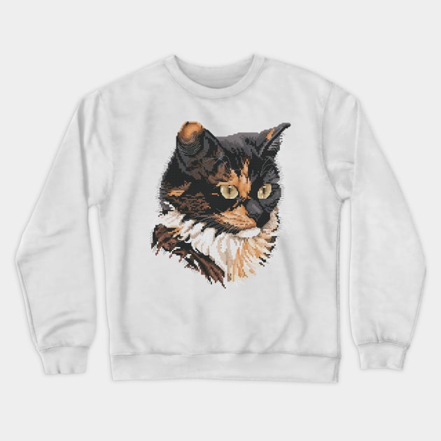 Tortoiseshell Cat Cross Stitch Crewneck Sweatshirt by inotyler